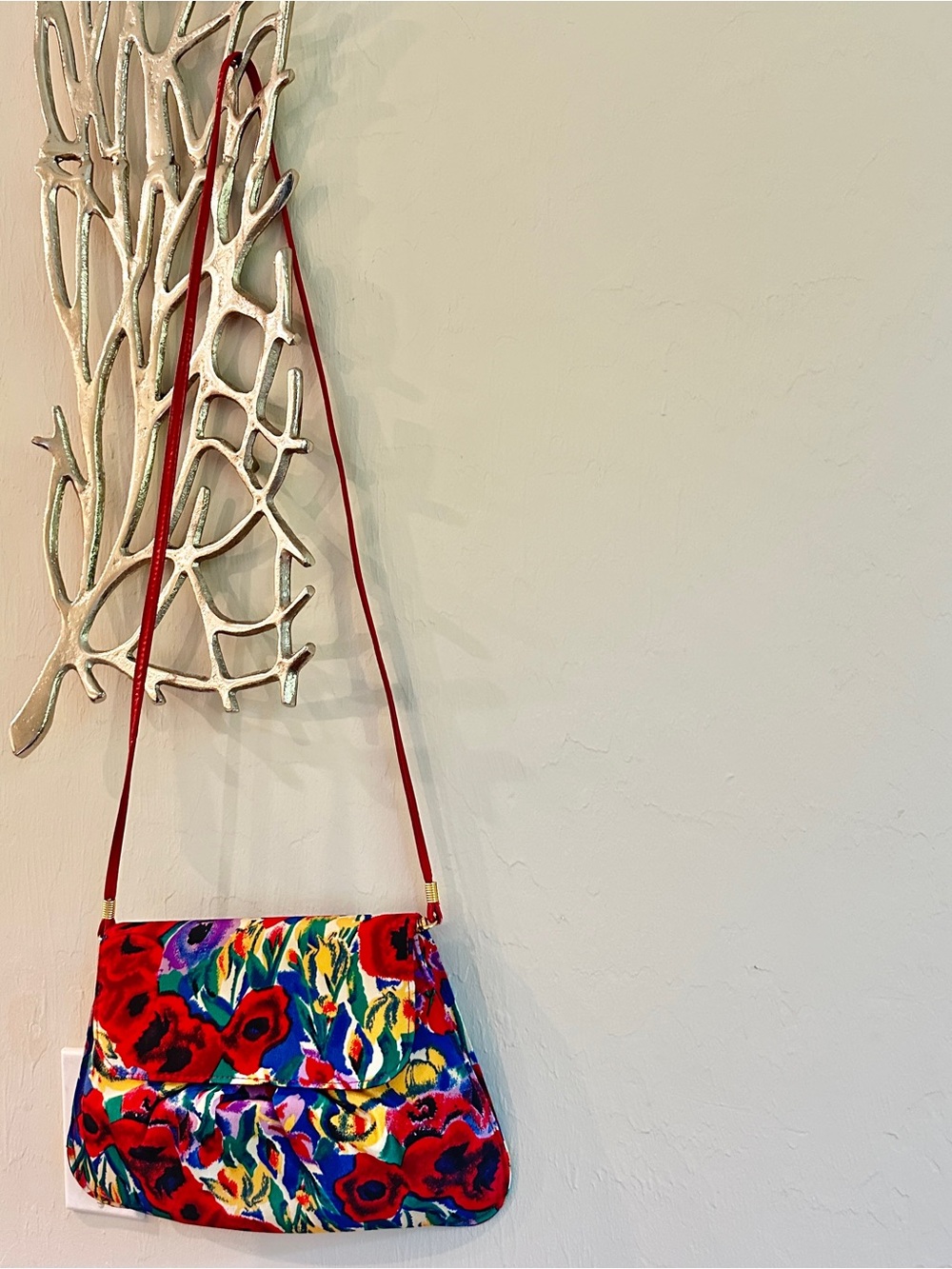 J. Rene’ Red Floral Crossbody / Clutch Bag